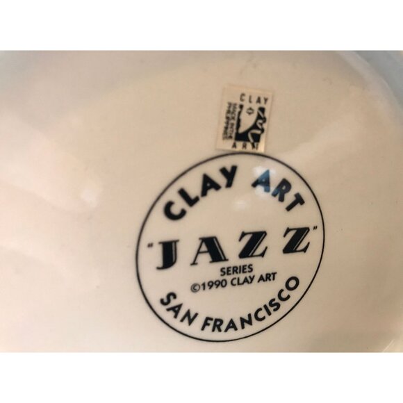 Vintage Clay Art Jazz Series 1990 Saxophone Player Teapot Tuxedo Yellow Sax - Picture 2 of 10